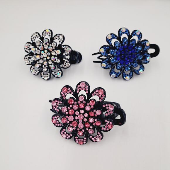 11 Mixed Hair Clips and hair separators Multicolored stones - Picture 8 of 16